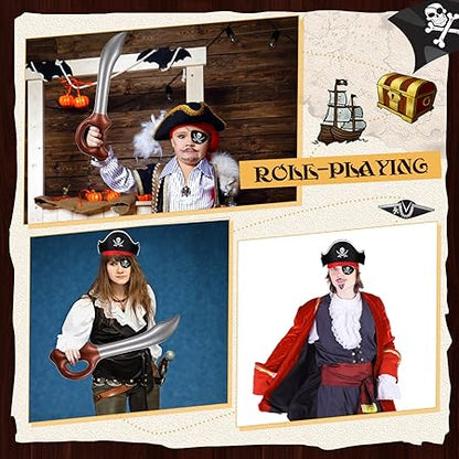 Charniol Pirate Party Set Felt Pirate Hats Pirate Eye Patches Inflatable Swords Carnival Pirate Theme Party Supplies(18 Pcs)