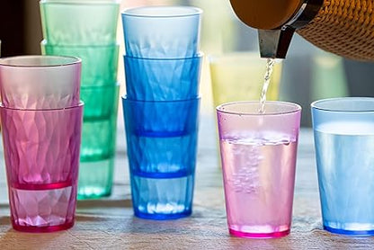 Made in Japan, 11oz Tumbler, Glasses, Cups - Set of 4 - Break-resistant Material - Non Slip - Dishwasher Safe - Made of High Grade Plastic - Gift (Green)