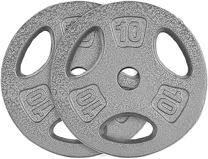 WF Athletic Supply Cast Iron 1-Inch Standard Grip Weight Plate for Strength Training, Charcoal or Gray Color - Pair