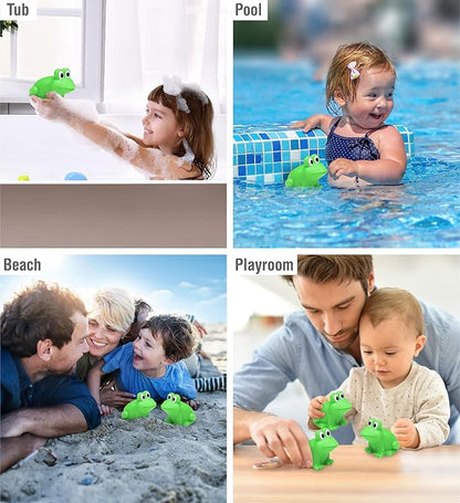 DolliBu Frog Bath Buddy Squirter - Floating Green Frog Rubber Bath Toy, Fun Water Squirting Bathtime Play for Toddlers, Cute  Soft Animal Toy for The Bathtub, Beach  Pool for Girls  Boys - 3 Inch