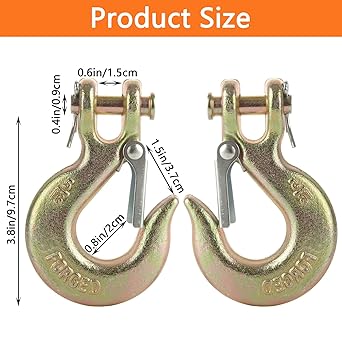 JMIATRY 4 Packs 516 Clevis Slip Hook,516 Inch Chain Hooks 70 Forged Heavy Duty Safety Chain Hook for 8mm Chain, 17500 Lbs Capacity