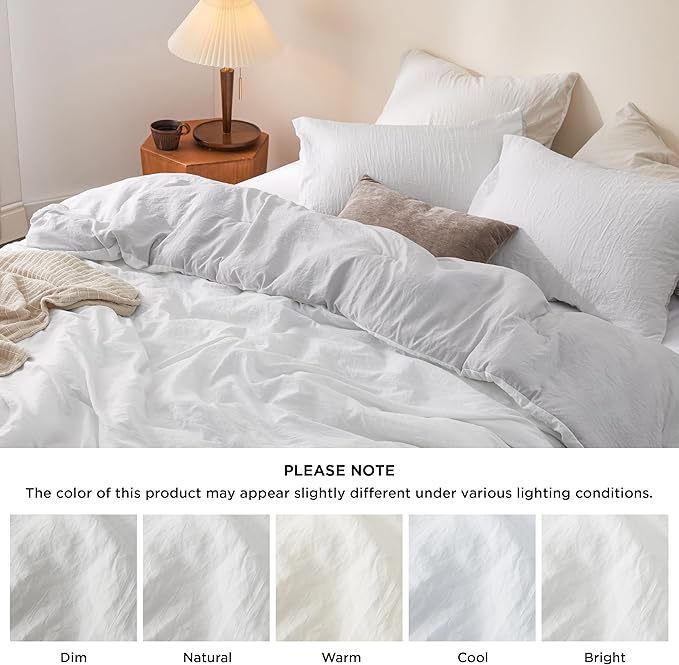 Bedsure King Size Comforter Set, Reversible White Soft Prewashed Bedding for All Seasons, 3 Pieces Warm Down Alternative Bed Set, 1 Lightweight Comforter (104"x90") and 2 Pillowcases (20"x36")