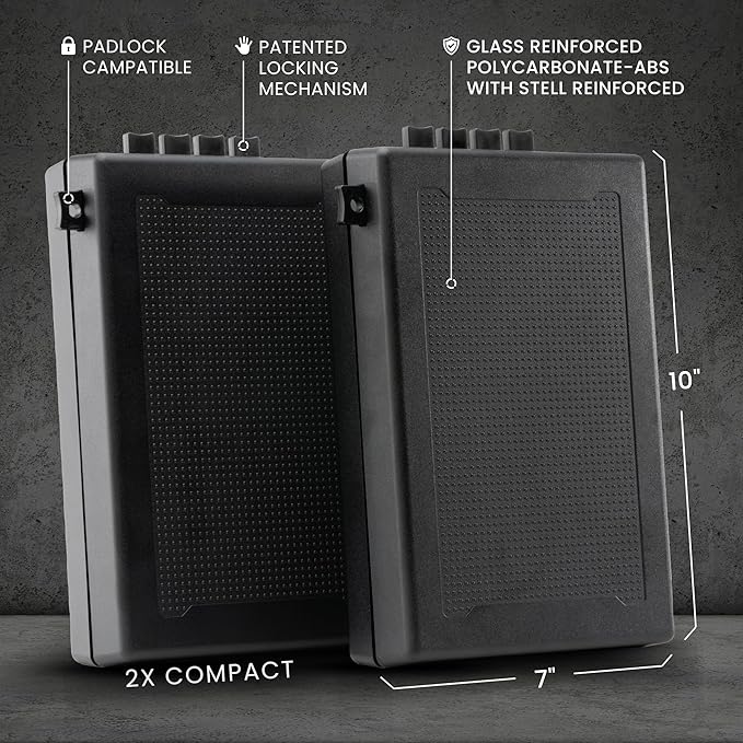 STOPBOX PRO Gun Safe Alternative for Handgun Storage, Instant Access Portable Gun Case, TSA Compliant Gun Lock Box for Car or Travel Safe Box, Quick Access Handgun  Black - 2PK (Compact Only)