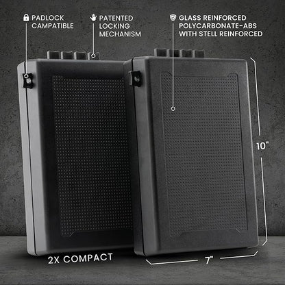 STOPBOX PRO Gun Safe Alternative for Handgun Storage, Instant Access Portable Gun Case, TSA Compliant Gun Lock Box for Car or Travel Safe Box, Quick Access Handgun  Black - 2PK (Compact Only)