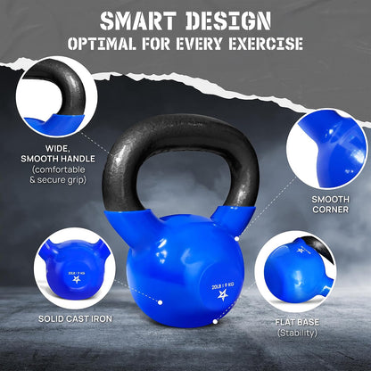 Yes4All Vinyl Coated Cast Iron Kettlebell