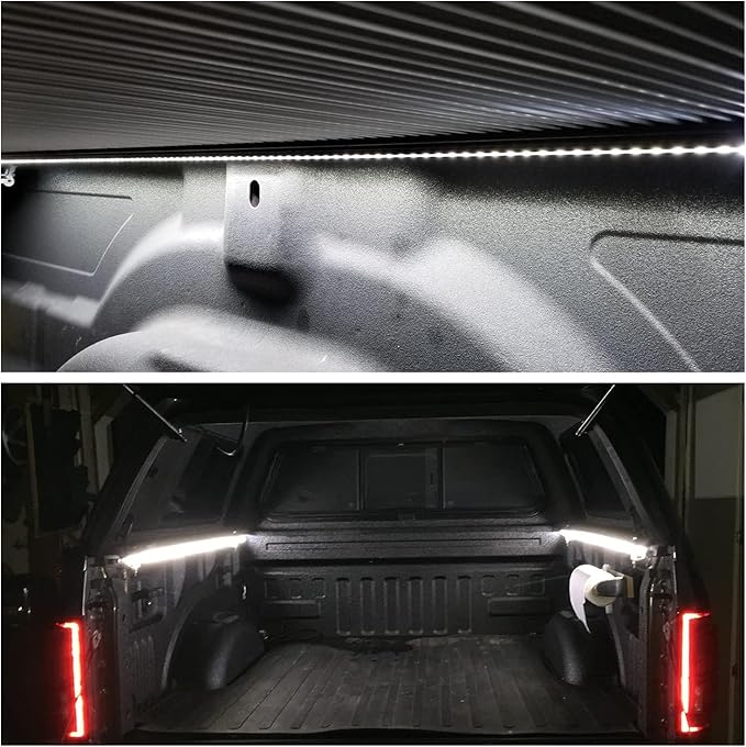 2Pcs 60 Inch Truck Bed Lights, Avenemark Waterproof 12V LED Light Strip with 180 White LEDs, Truck Accessories Strip Lights Kit with OnOff Switch Wiring Extension Cable for Pickup Cargo Boat