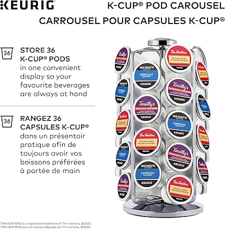Keurig Storage Carousel, Coffee Pod Storage, Holds up to 36 Keurig K-Cup Pods, Silver