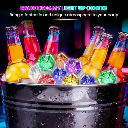 RowinsyDD Light Up Ice Cubes, 18 Pack Multi Color Led Ice Cubes for Drinks