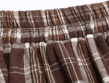 IDEALSANXUN Women's Plaid High Waist A-Line Pleated Midi Skirt