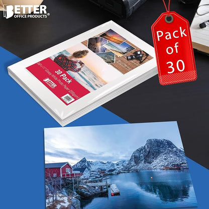 Better Office Products Glossy Photo Paper, 8.5 x 11 Inch, 30 Sheets, 200 gsm, Letter Size, 23-Count Pack