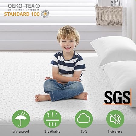 MERITLIFE Premium 100 Waterproof King Size Mattress Protector Cooling King Mattress Pad Cover Breathable Deep Pocket Topper Protection Machine Washable Noiseless Quiet (White,King 78"x80")