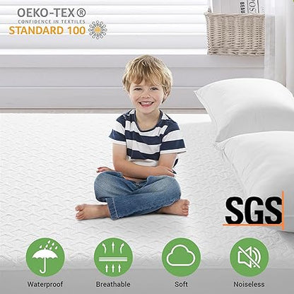 MERITLIFE Premium 100 Waterproof King Size Mattress Protector Cooling King Mattress Pad Cover Breathable Deep Pocket Topper Protection Machine Washable Noiseless Quiet (White,King 78"x80")