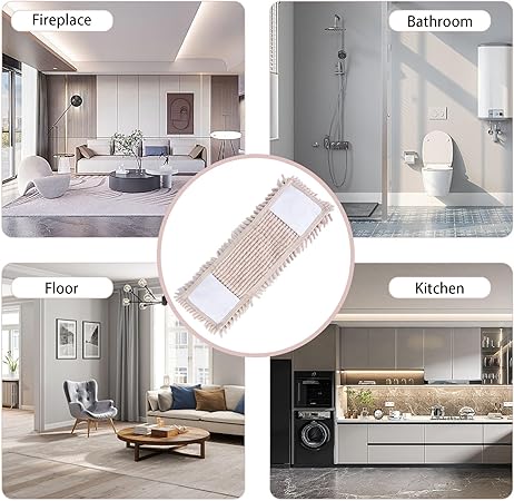Jerliflyer Microfiber Dust Mop Pad, Wet Dry Floor Cleaning Mop Replacement Pad, Mop Pad with Extra Chennai Fill for Tiled Floors, Hardwood Floors (Cream Colour)