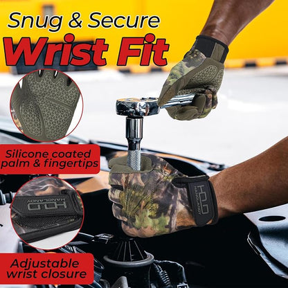 HANDLANDY Work Gloves for Men & Women, Utility Mechanic Working Gloves Touch Screen, Flexible Gardening Gloves for Yard