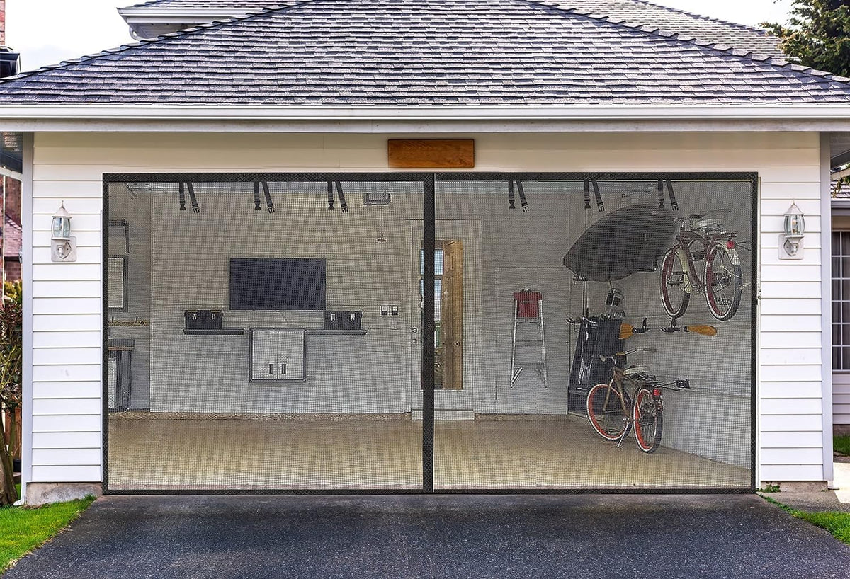 Garage Screen Doors for 1 car garage-12x8FT Fiberglass Durable Heavy Duty Magnetic Garage (set complete)