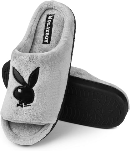 Playboy Unisex Adult Adjustable Cozy Plush Velour Memory Foam Indoor Outdoor Soled Slipper in Sizes S-xl