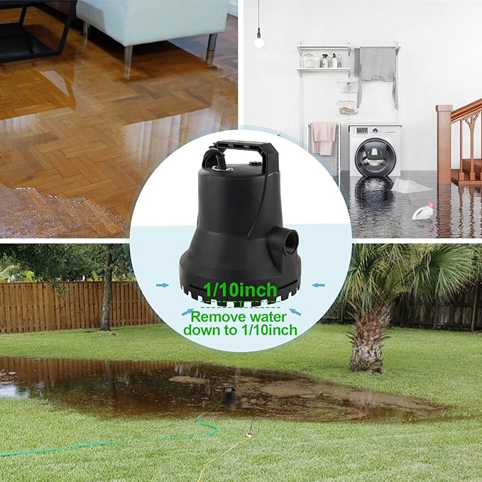 Pool Cover Pump, Automatic Swimming Pool Cover Pump & 36ft Power Cord, 2200 GPH Water Removal Pump for Pool, Tubs, Rooftops, Pond