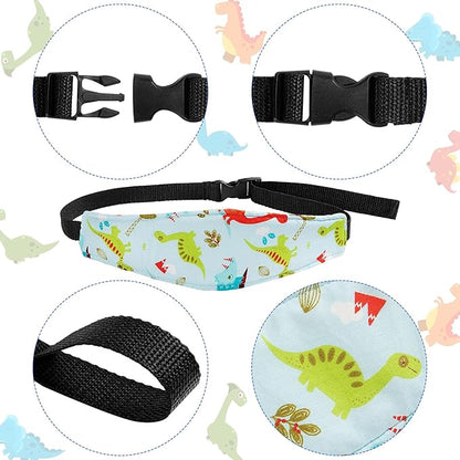 HESTYA 2 Pieces Baby Carseat Head Support Band Strap Headrest Stroller Seat Sleeping Headrest Neck Relief Head Strap Headband for Kids Children Toddler Infant(Dinosaur and Dolphin)