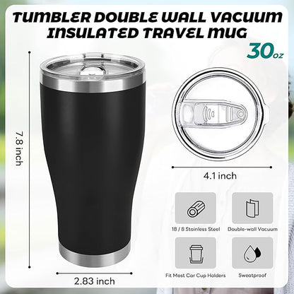 DS 30 Oz Tumbler with Lid Stainless Steel Vacuum Insulated Water Coffee Tumbler Durable Leak Proof BPA Free Ice Coffee Thermal Cup (Black)