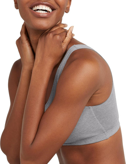 Hanes Women's Cotton Scoopneck Bralette, 3 Pack