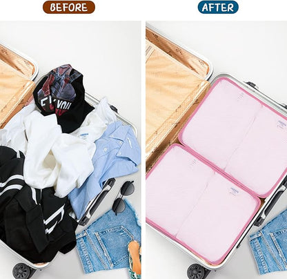 Packing Cubes Set, 2 Pcs Packing Organizers Set for Suitcases (Pink)