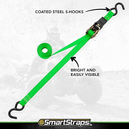 SmartStraps Ratchet Straps - 6ft GRN Padded Ratchet 2pk 1,500lb , green -SMAR138