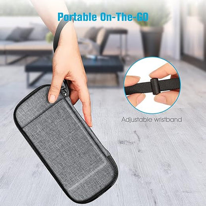 FINTIE Slim Carrying Case for Nintendo Switch OLED Model 2021/Switch 2017 - [Slim Fit] Shockproof Protective Travel Storage Bag with 10 Game Cartridges, Gray