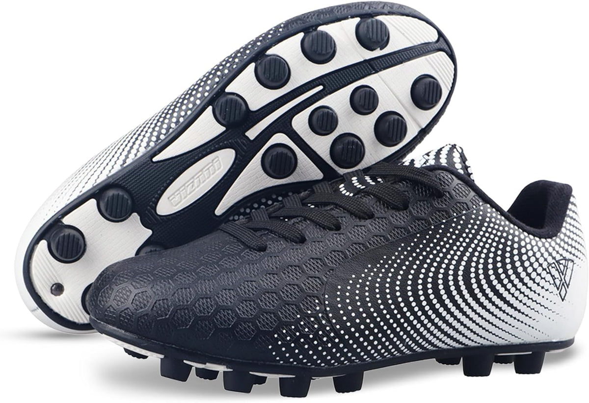 Vizari Stealth Firm Ground Soccer Cleats – Lightweight, Sturdy, Comfortable for Kids and Youth – Excellent Traction, Cushioned Heel, Anti-Stretch Lining – Ideal for Boys and Girls