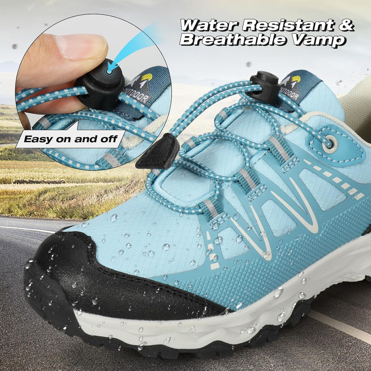 Size 3 Big Kid, UOVO Boys Girls Hiking Shoes Kids Waterproof Running Trail Fashion Sneakers Breathable Lightweight Non-Slip Outdoor Walking Sports Shoe(Little/Big Kids)