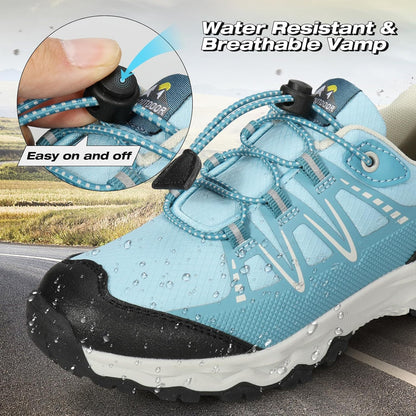 Size 3 Big Kid, UOVO Boys Girls Hiking Shoes Kids Waterproof Running Trail Fashion Sneakers Breathable Lightweight Non-Slip Outdoor Walking Sports Shoe(Little/Big Kids)