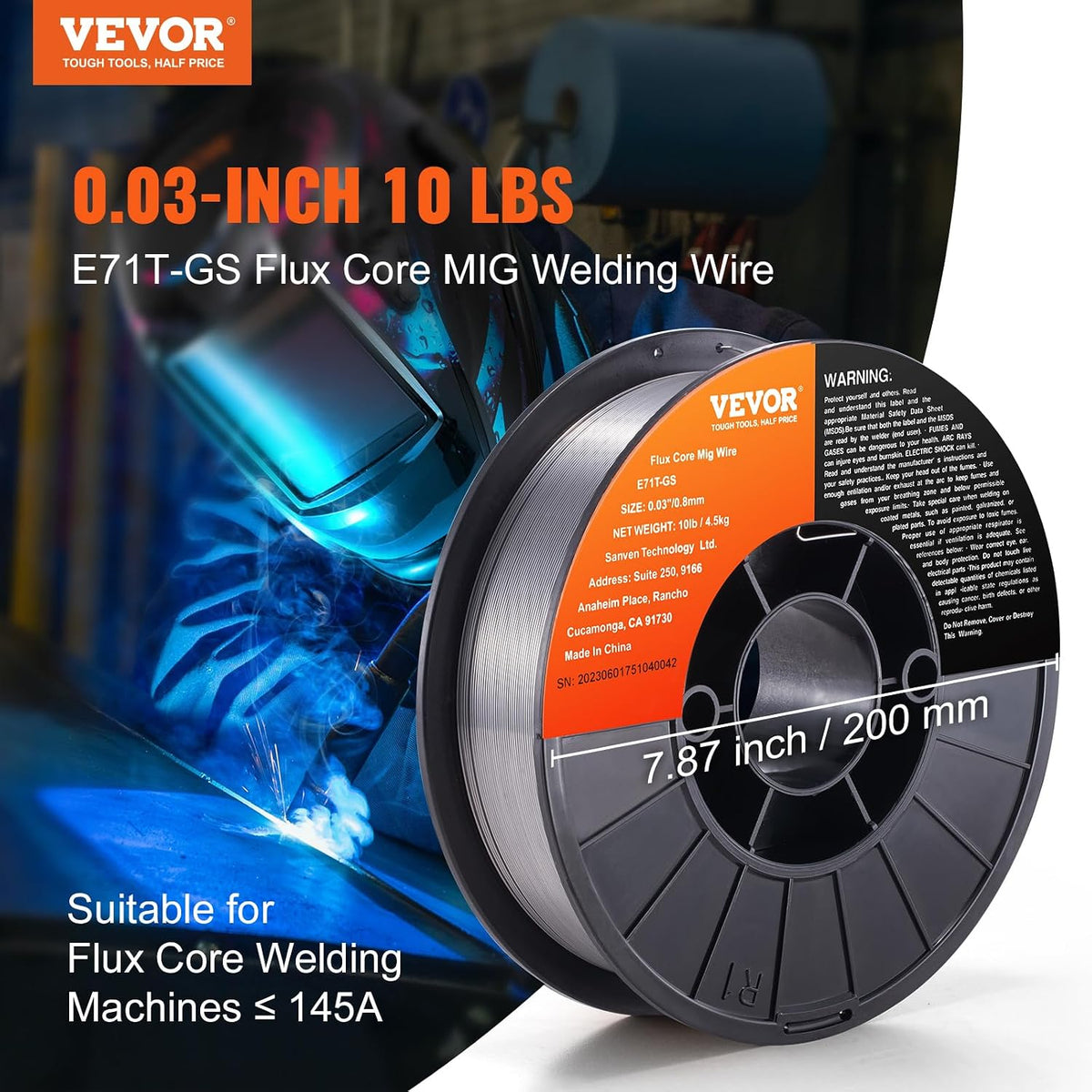 Flux Core Welding Wire, E71T-GS 0.030-inch 10LBS, Gasless Mild Steel MIG Welding Wire with Low Splatter for All Position Arc Welding and Outdoor Use