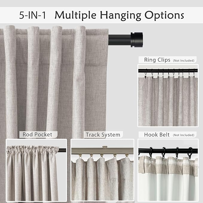 UHITECH 100 Blackout Curtains for Living RoomBedroom Black Out Curtain 90 Inches Length 2 Panels Set Natural Linen Thermal Insulated Drapes Back TabRod Pocket 7.5ft
