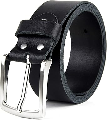 Genuine Leather Belt for Men, Black, Classic, 1.5", MADE IN GERMANY