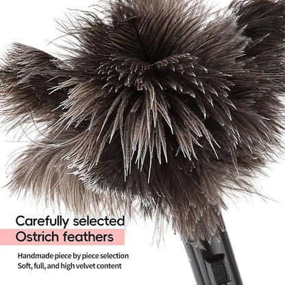 Retractable Feather Duster-Genuine Ostrich Feathers,Anti-Static,Reusable Eco-Friendly Handheld Cleaning for Keyboard,Home,Car,Office(10 to 15 Inches) 1 Pack