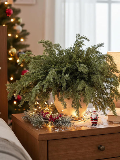 MISSPIN 12 Pcs 21.5 Inches Christmas Cedar Branches, Cedar Artificial Christmas Branches DIY Crafts Faux for Xmas Indoor Outdoor Home Decor
