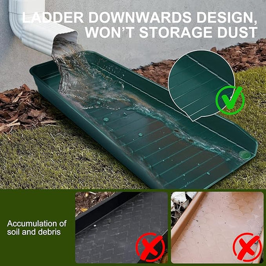 4 Pack Gutter Downspout Extensions,Rain Gutter Downspout Splash Block,Downspout Diverter,Down Spout Drain Extension,Gutter Splash Prevention Device for Cement Floor Lawn Ground (Green)