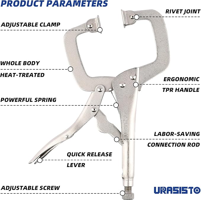 11-Inch C-Clamp Locking Pliers, Heavy Duty Welding C Clamp Pliers with Swivel Pads, Premium Alloy Steel Construction, Quick Release, Fit for Clamping Welding, Woodworking
