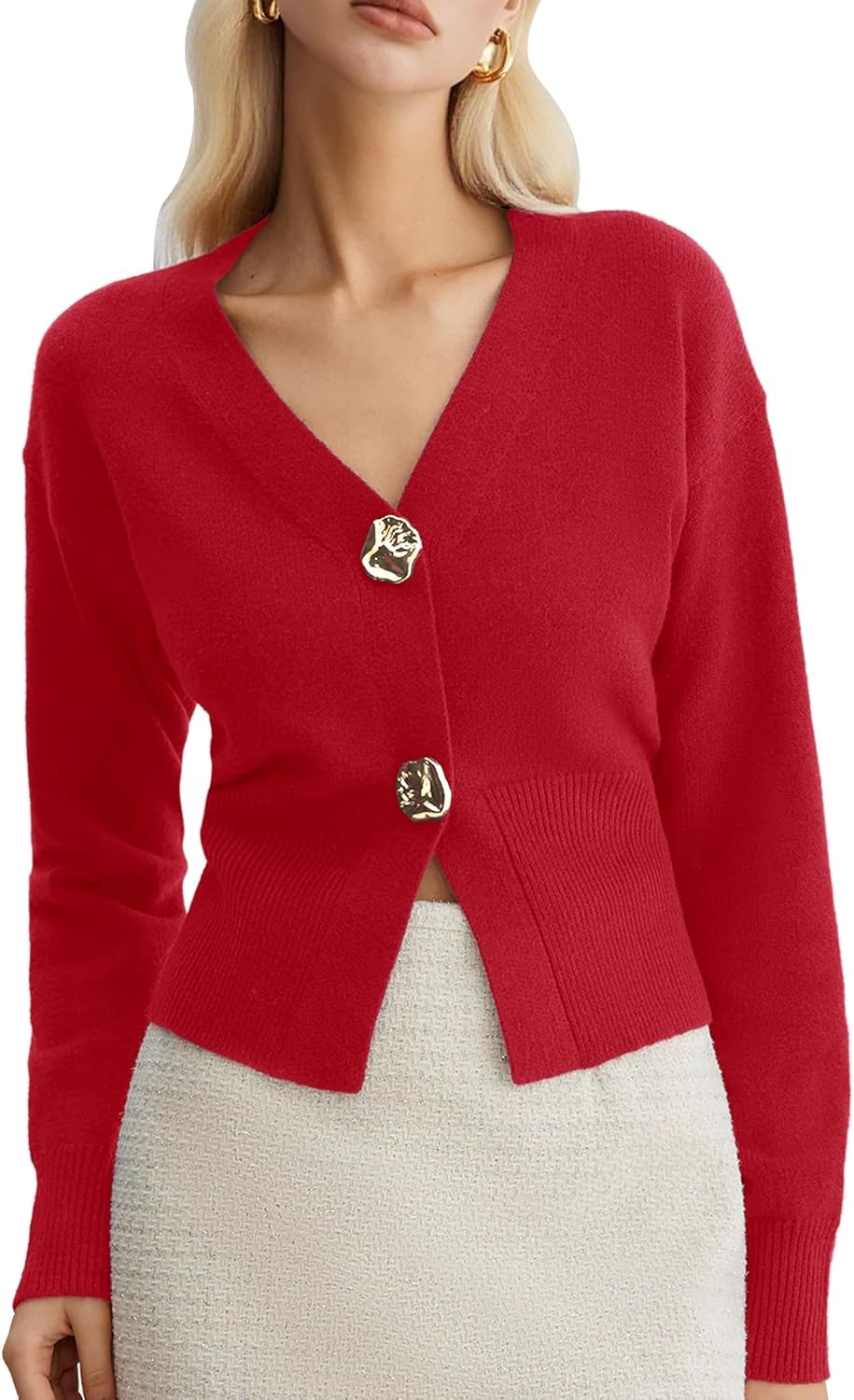 Sweaters for Women Long Sleeve V Neck Lightweight Knitted Outerwear Pullover Sweaters Trendy Tops