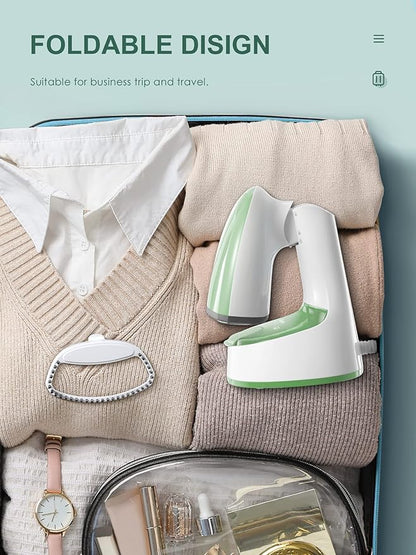Steamer for Clothes, Folding Handheld Design Garment Wrinkles Remover, 20gmin Strong Penetrating Steam, 25-Sec Fast Heat-up, for Home, Office and Travel (Green)