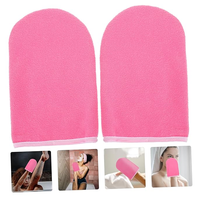 1 Pair Paraffin Wax Gloves Wax Mitts Cloth Mitts Rosy Polyester Hot Wax Hand Covers