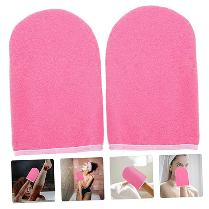 1 Pair Paraffin Wax Gloves Wax Mitts Cloth Mitts Rosy Polyester Hot Wax Hand Covers