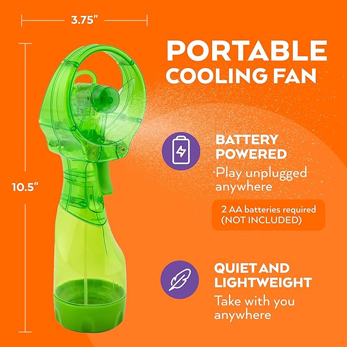 O2COOL Deluxe Handheld Battery Powered Water Misting Fan (Green)