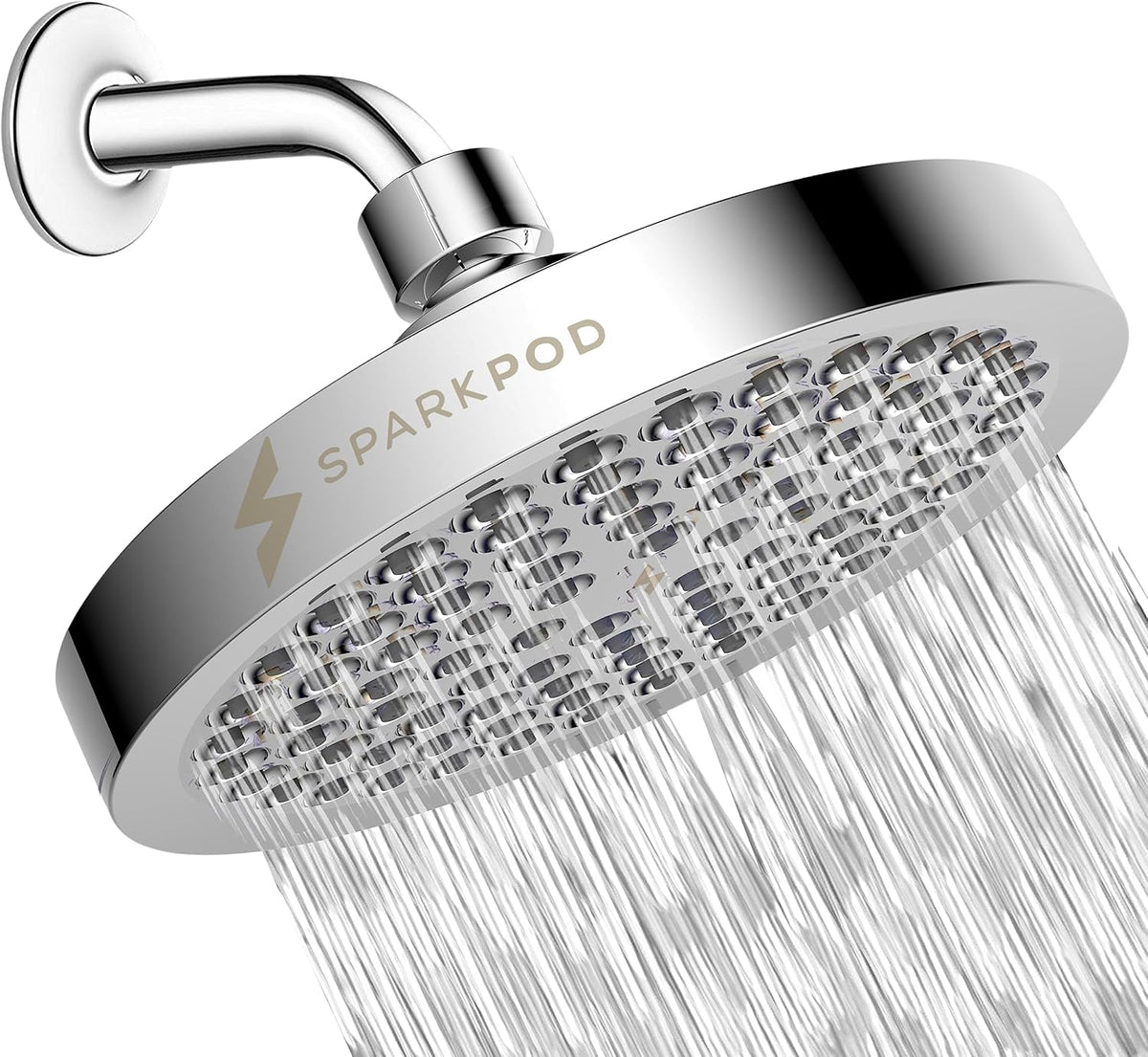 SparkPod 6 in Round Rain Shower Head, Polished Chrome