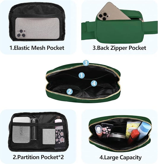 VOROLO Fanny Pack For Women And Men Crossbody Bag Belt Bag with Adjustable Strap Graduation Gifts Deep Green