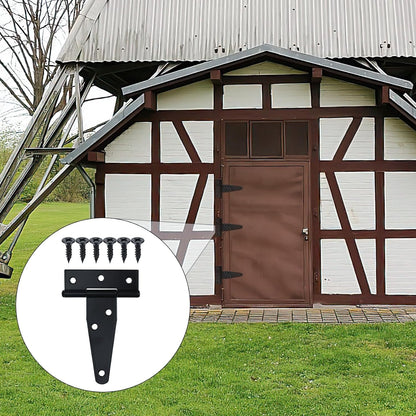 6 Pack 3 Inch T Strap Hinges, Shed Door Gate Hinges, Heavy Duty Black Outdoor Tee Hinge for Wooden Fences, Barn Door Gates Hinge for Shed Door Hardware (6, 3 Inch)