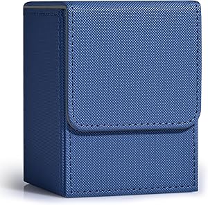 ZLCA Card Deck Box for Trading Cards, MTG YuGiOh Deck Case Holds 100 Single Sleeved Cards, PU Leather Magnetic Card Storage Box Fits for TCG CCG Magic Game Cards (Blue)