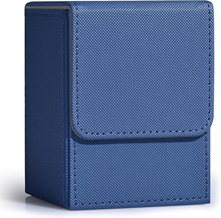 ZLCA Card Deck Box for Trading Cards, MTG YuGiOh Deck Case Holds 100 Single Sleeved Cards, PU Leather Magnetic Card Storage Box Fits for TCG CCG Magic Game Cards (Blue)