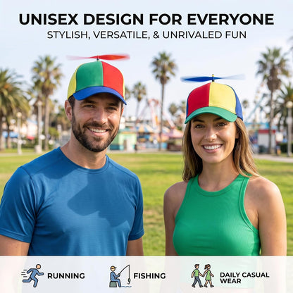 2Pack Adult Baseball Cap, Detachable Rainbow Propeller Hat, Sun Visor Helicopter Top Hat,with 4 Replaceable Bamboo Dragonflies