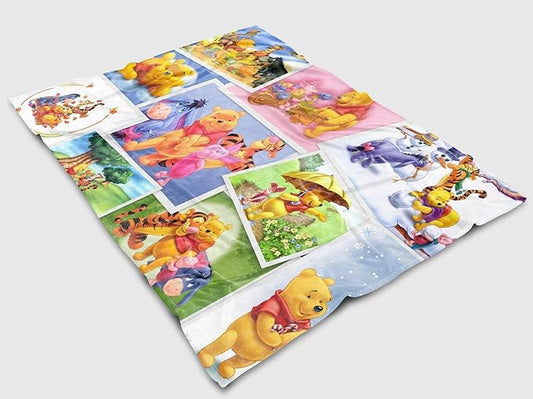 Honey Bear Edward Anime Flannel Blanket, Lightweight Cozy Throw Blanket Warm Bed Blanket fit Sofa and Couch (03,Large 80x60in)