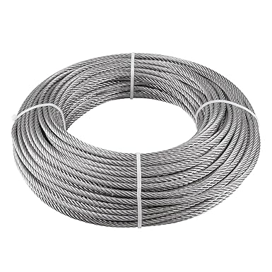 TooTaci 3/16 Wire Rope Cable, 100ft T316 Stainless Steel Cable 3/16 inch, Braided Steel Cable 7Ã—19 Strands, Marine Grade Aircraft Cable 3/16 for Cable Railing, Wire Railing for Deck,Porch Railing